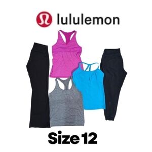 5 piece Lululemon Bundle Size 12 A mix of shelf bra tank Tops Leggings Joggers
